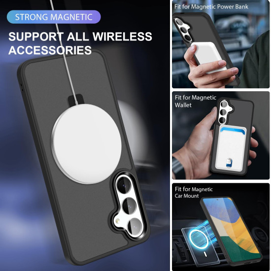 For Samsung Galaxy S24+ 5G MagSafe Holder Skin-feel PC Hybrid TPU Phone Case(Black)