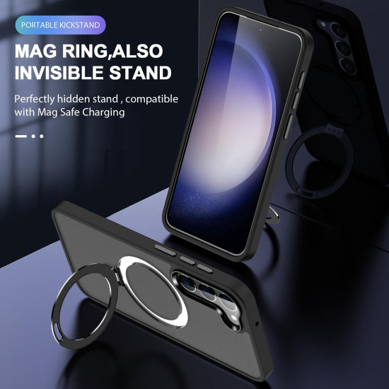 For Samsung Galaxy S24+ 5G MagSafe Holder Skin-feel PC Hybrid TPU Phone Case(Black)
