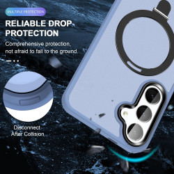 For Samsung Galaxy S24+ 5G MagSafe Holder Skin-feel PC Hybrid TPU Phone Case(Grey Blue)