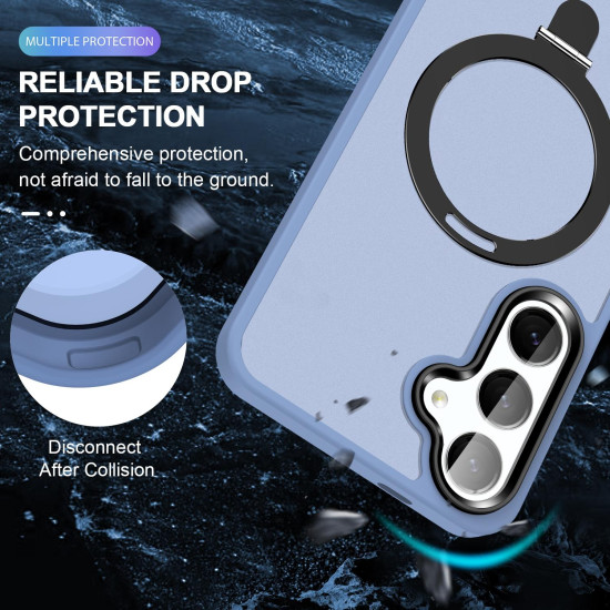 For Samsung Galaxy S24+ 5G MagSafe Holder Skin-feel PC Hybrid TPU Phone Case(Grey Blue)