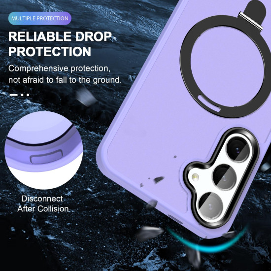 For Samsung Galaxy S24+ 5G MagSafe Holder Skin-feel PC Hybrid TPU Phone Case(Light Purple)