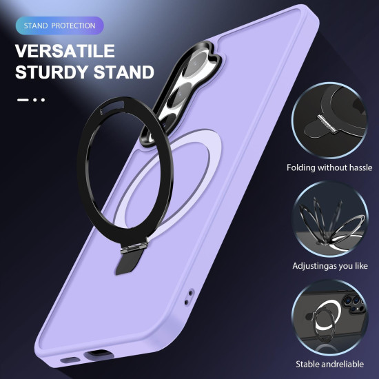 For Samsung Galaxy S24+ 5G MagSafe Holder Skin-feel PC Hybrid TPU Phone Case(Light Purple)