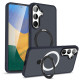 For Samsung Galaxy S24+ 5G MagSafe Holder Skin-feel PC Hybrid TPU Phone Case(Dark Blue)