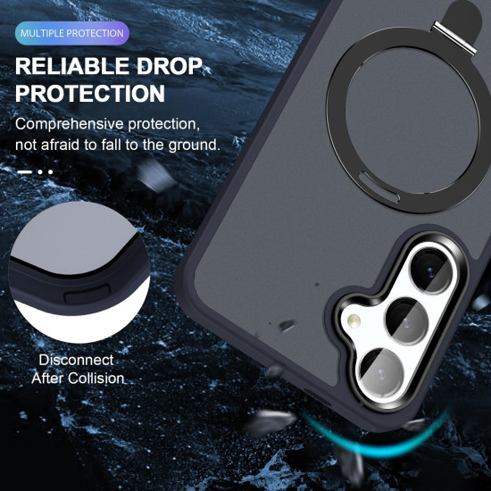 For Samsung Galaxy S24+ 5G MagSafe Holder Skin-feel PC Hybrid TPU Phone Case(Dark Blue)