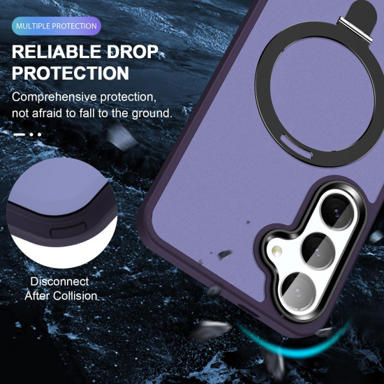 For Samsung Galaxy S24+ 5G MagSafe Holder Skin-feel PC Hybrid TPU Phone Case(Dark Purple)