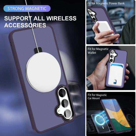 For Samsung Galaxy S24+ 5G MagSafe Holder Skin-feel PC Hybrid TPU Phone Case(Dark Purple)