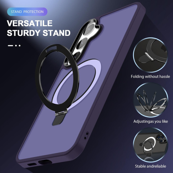 For Samsung Galaxy S24+ 5G MagSafe Holder Skin-feel PC Hybrid TPU Phone Case(Dark Purple)