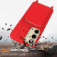 For Samsung Galaxy S24+ 5G Integrated Card Bag Solid Color Liquid Silicone Phone Case with Lanyard(Red)