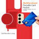 For Samsung Galaxy S24+ 5G Integrated Card Bag Solid Color Liquid Silicone Phone Case with Lanyard(Red)