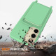 For Samsung Galaxy S24+ 5G Integrated Card Bag Solid Color Liquid Silicone Phone Case with Lanyard(Green)