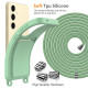 For Samsung Galaxy S24+ 5G Integrated Card Bag Solid Color Liquid Silicone Phone Case with Lanyard(Green)