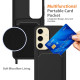 For Samsung Galaxy S24+ 5G Integrated Card Bag Solid Color Liquid Silicone Phone Case with Lanyard(Black)