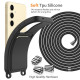 For Samsung Galaxy S24+ 5G Integrated Card Bag Solid Color Liquid Silicone Phone Case with Lanyard(Black)