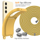 For Samsung Galaxy S24+ 5G Integrated Card Bag Solid Color Liquid Silicone Phone Case with Lanyard(Yellow)