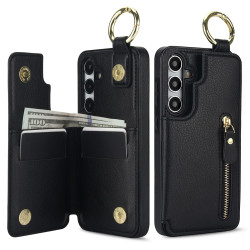 For Samsung Galaxy S24+ 5G Litchi Texture Zipper Double Buckle Card Bag Phone Case(Black)