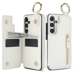 For Samsung Galaxy S24+ 5G Litchi Texture Zipper Double Buckle Card Bag Phone Case(White)