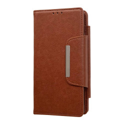For Samsung Galaxy S24+ 5G Multifunctional 7-Card Wallet Leather Phone Case(Brown)