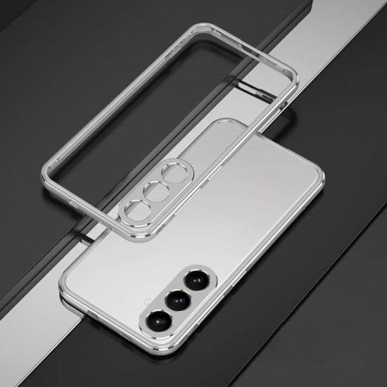 For Samsung Galaxy S24+ 5G Aurora Series Lens Protector + Metal Frame Phone Case(Silver)