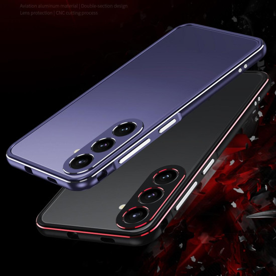 For Samsung Galaxy S24+ 5G Aurora Series Lens Protector + Metal Frame Phone Case(Silver)