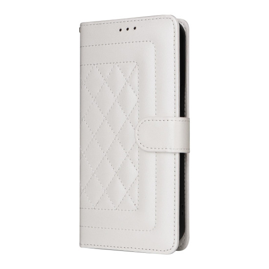 For Samsung Galaxy S24+ 5G Diamond Lattice Leather Flip Phone Case(White)