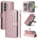 For Samsung Galaxy S24+ 5G Diamond Lattice Leather Flip Phone Case(Rose Gold)