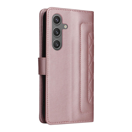 For Samsung Galaxy S24+ 5G Diamond Lattice Leather Flip Phone Case(Rose Gold)