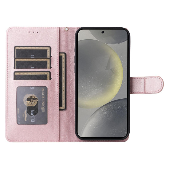 For Samsung Galaxy S24+ 5G Diamond Lattice Leather Flip Phone Case(Rose Gold)