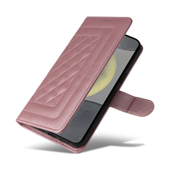 For Samsung Galaxy S24+ 5G Diamond Lattice Leather Flip Phone Case(Rose Gold)