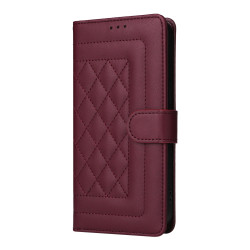 For Samsung Galaxy S24+ 5G Diamond Lattice Leather Flip Phone Case(Wine Red)