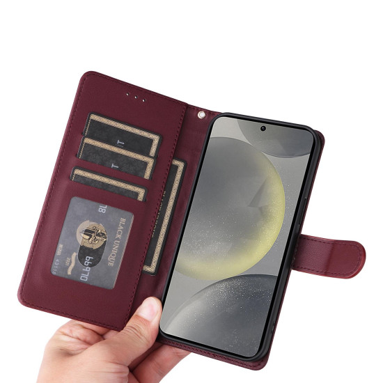 For Samsung Galaxy S24+ 5G Diamond Lattice Leather Flip Phone Case(Wine Red)