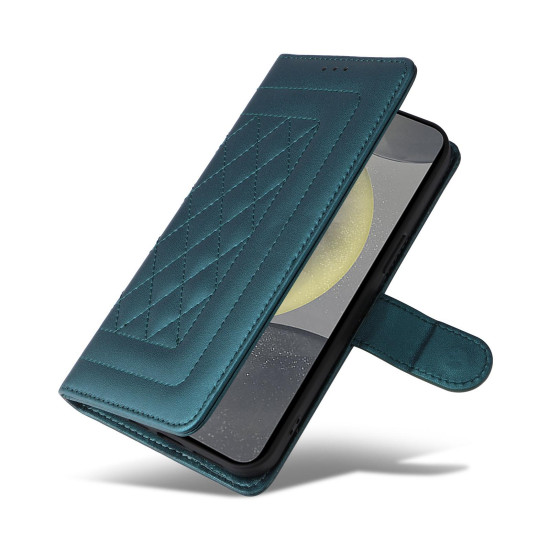 For Samsung Galaxy S24+ 5G Diamond Lattice Leather Flip Phone Case(Green)