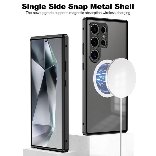 For Samsung Galaxy S24+ 5G Snap Buckle Metal Frame Frosted MagSafe Phone Case(Silver)