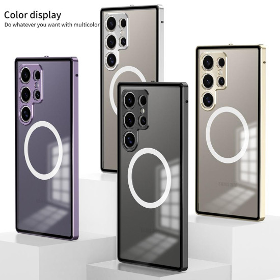 For Samsung Galaxy S24+ 5G Snap Buckle Metal Frame Frosted MagSafe Phone Case(Silver)