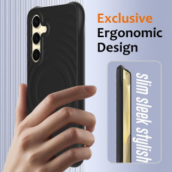 For Samsung Galaxy S24+ 5G Wave Texture MagSafe Magnetic Liquid Silicone Phone Case(Black)