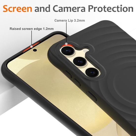 For Samsung Galaxy S24+ 5G Wave Texture MagSafe Magnetic Liquid Silicone Phone Case(Black)