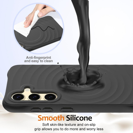 For Samsung Galaxy S24+ 5G Wave Texture MagSafe Magnetic Liquid Silicone Phone Case(Black)
