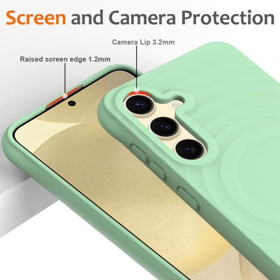 For Samsung Galaxy S24+ 5G Wave Texture MagSafe Magnetic Liquid Silicone Phone Case(Green)