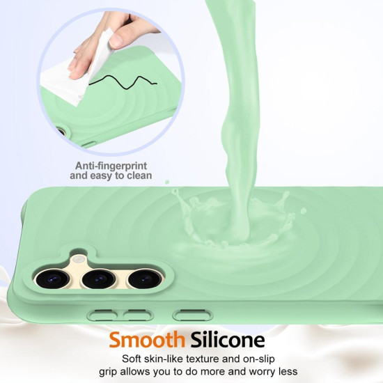 For Samsung Galaxy S24+ 5G Wave Texture MagSafe Magnetic Liquid Silicone Phone Case(Green)