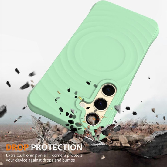 For Samsung Galaxy S24+ 5G Wave Texture MagSafe Magnetic Liquid Silicone Phone Case(Green)