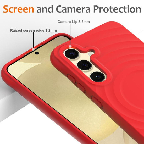 For Samsung Galaxy S24+ 5G Wave Texture MagSafe Magnetic Liquid Silicone Phone Case(Red)