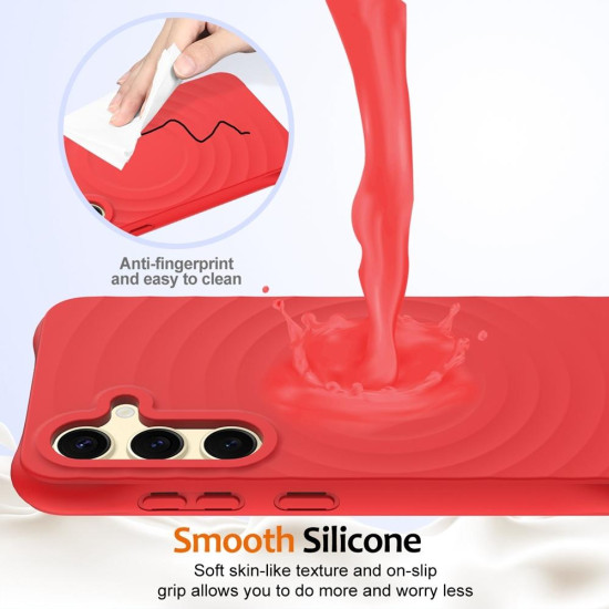 For Samsung Galaxy S24+ 5G Wave Texture MagSafe Magnetic Liquid Silicone Phone Case(Red)