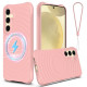 For Samsung Galaxy S24+ 5G Wave Texture MagSafe Magnetic Liquid Silicone Phone Case(Pink)