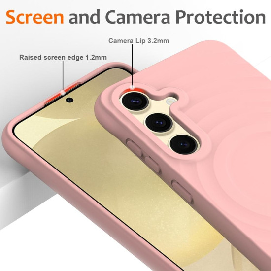 For Samsung Galaxy S24+ 5G Wave Texture MagSafe Magnetic Liquid Silicone Phone Case(Pink)
