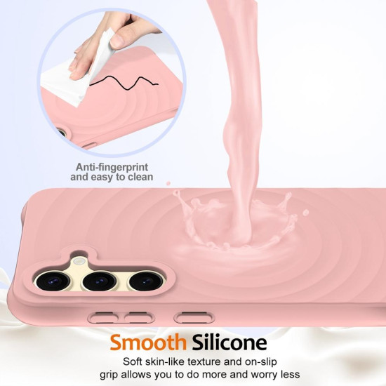 For Samsung Galaxy S24+ 5G Wave Texture MagSafe Magnetic Liquid Silicone Phone Case(Pink)