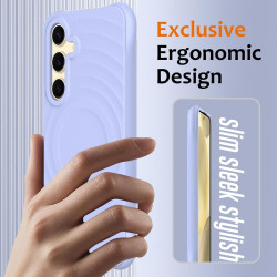 For Samsung Galaxy S24+ 5G Wave Texture MagSafe Magnetic Liquid Silicone Phone Case(Purple)