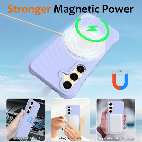 For Samsung Galaxy S24+ 5G Wave Texture MagSafe Magnetic Liquid Silicone Phone Case(Purple)