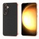 For Samsung Galaxy S24+ 5G Nano Plating Genuine Leather Wave Series Phone Case(Black)