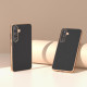 For Samsung Galaxy S24+ 5G Nano Plating Genuine Leather Wave Series Phone Case(Black)