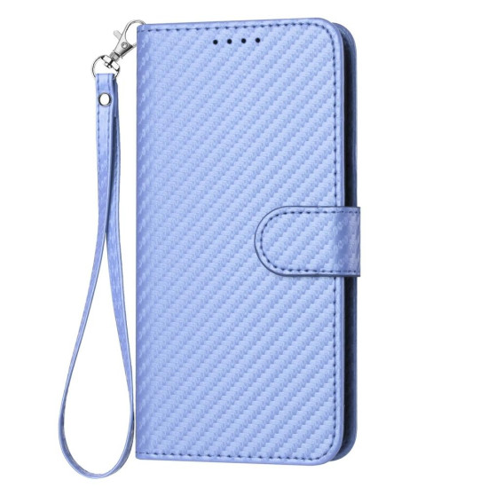 For Samsung Galaxy S24+ 5G YX0070 Carbon Fiber Buckle Leather Phone Case with Lanyard(Light Purple)