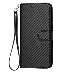 For Samsung Galaxy S24+ 5G YX0070 Carbon Fiber Buckle Leather Phone Case with Lanyard(Black)
